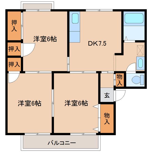 セジュール大代(3DK/1階)の間取り写真