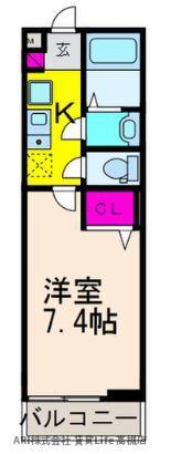 FLORA石橋(1K/2階)の間取り写真