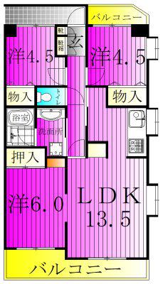 第2アーバンパルム(3LDK/3階)の間取り写真