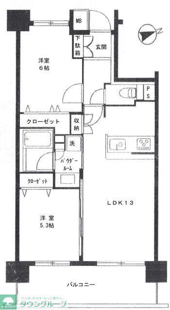 フォスター川口パークサイド(2LDK/7階)の間取り写真