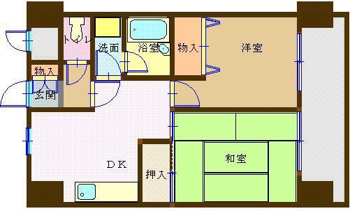 ダイアパレス万代(1LDK/7階)の間取り写真