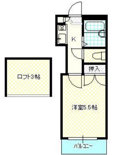 ロイヤルパレス庭瀬(1K/1階)の間取り写真