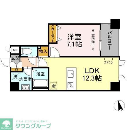 サンピタリア東船橋(1LDK/6階)の間取り写真
