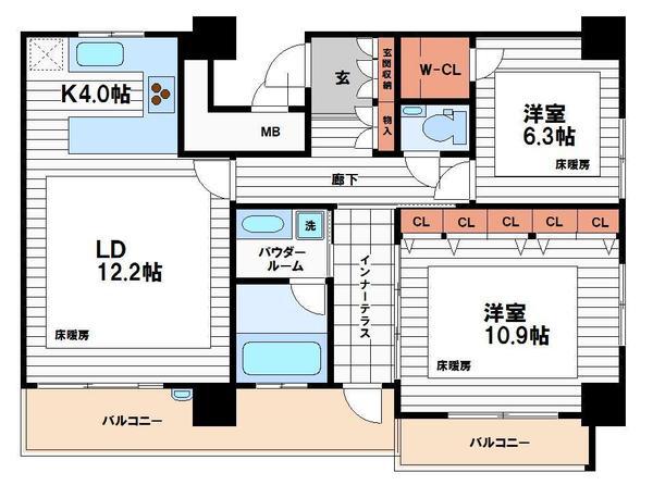 松屋タワー(2LDK/27階)の間取り写真