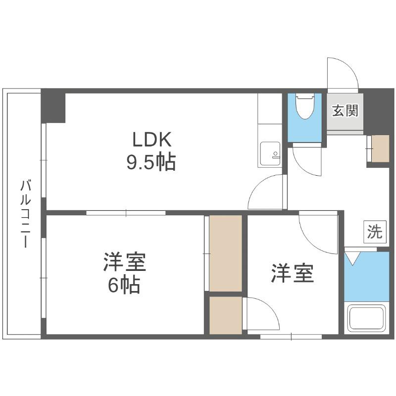 第1粕谷マンション(2LDK/2階)の間取り写真
