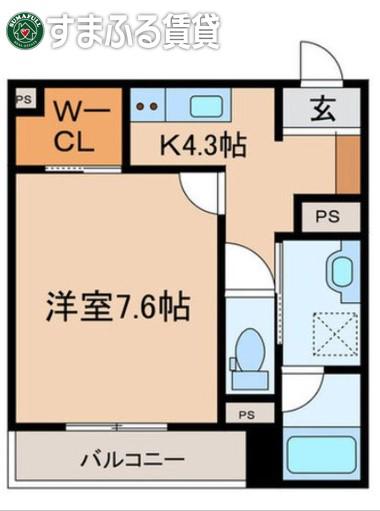 ECRASOLE安城(1K/3階)の間取り写真