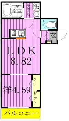 AJ北小金(1LDK/1階)の間取り写真