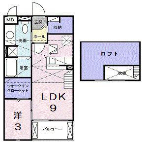 サンルーラルB(1LDK/2階)の間取り写真