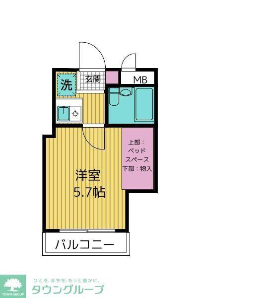 クラブコート志木(1K/2階)の間取り写真