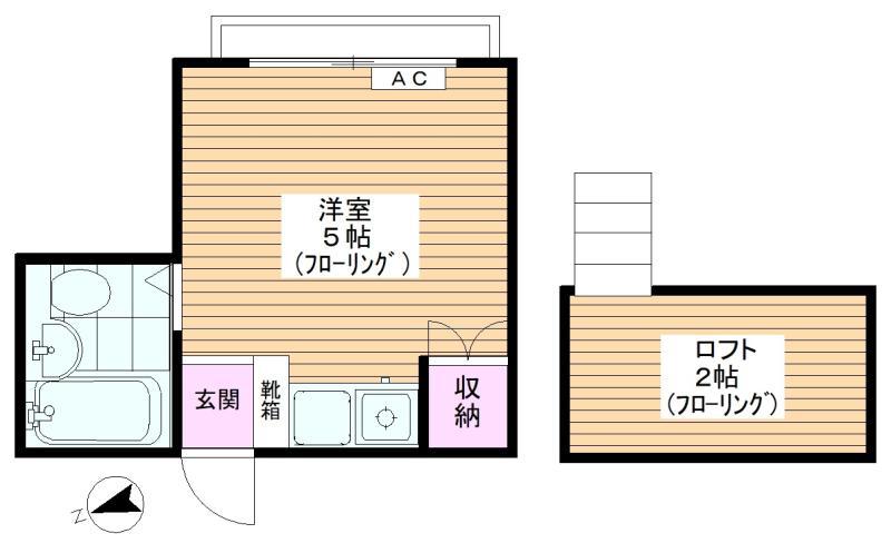 ペアパレス平和台II(ワンルーム/2階)の間取り写真