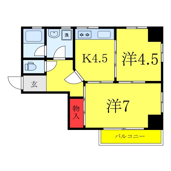 メゾン王城(2K/2階)の間取り写真