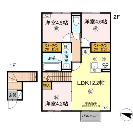 D-ROOM山代町(3LDK/2階)の間取り写真