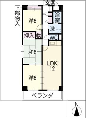 セゾン花の木A棟(3LDK/3階)の間取り写真