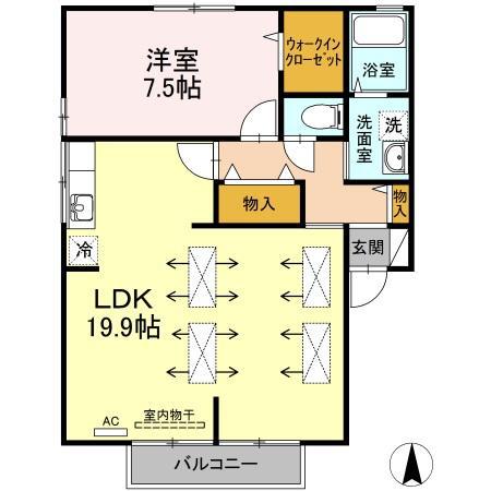 コーポのぞみ(1LDK/2階)の間取り写真