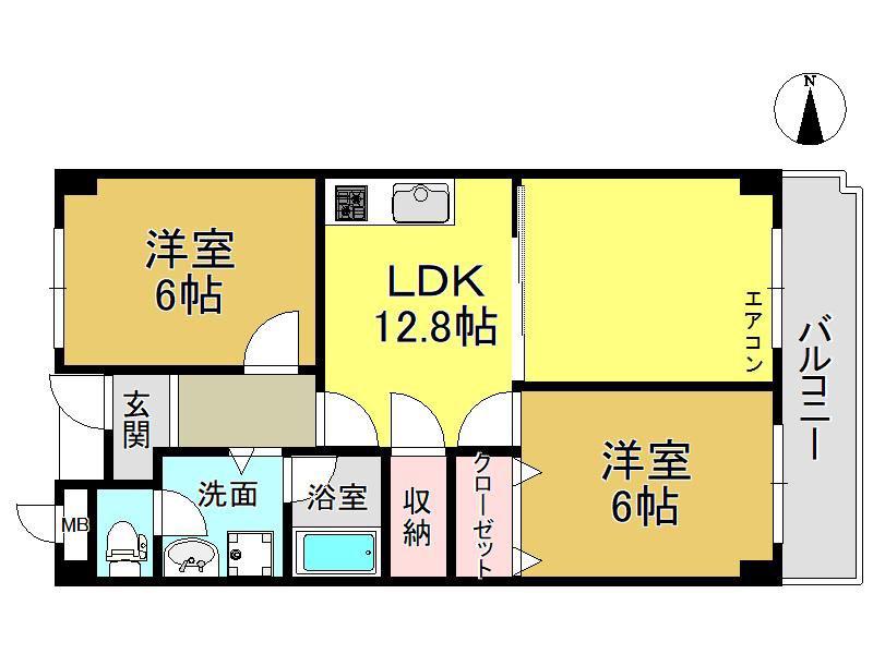 ルミエール壱番館(2LDK/3階)の間取り写真