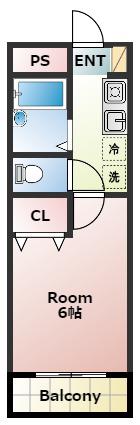 パサデヒロ(1K/2階)の間取り写真