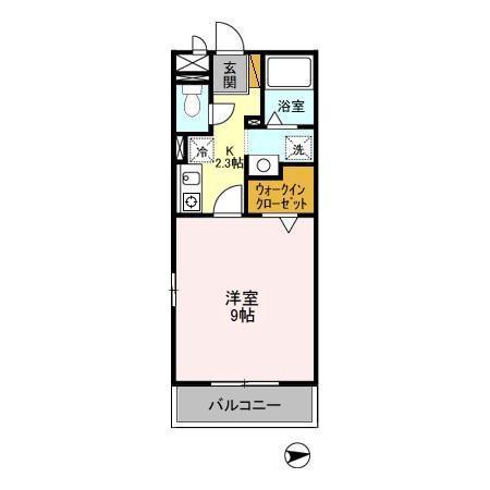 SUN HEIGHTS(1K/3階)の間取り写真