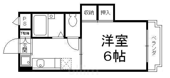 ハイツ北芳(1K/6階)の間取り写真