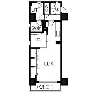 C.P.PURE1608(1LDK/12階)の間取り写真