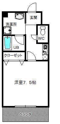 エルカーサ正雀I(1K/2階)の間取り写真