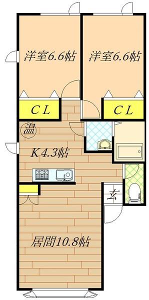SESAME7・3(2LDK/2階)の間取り写真