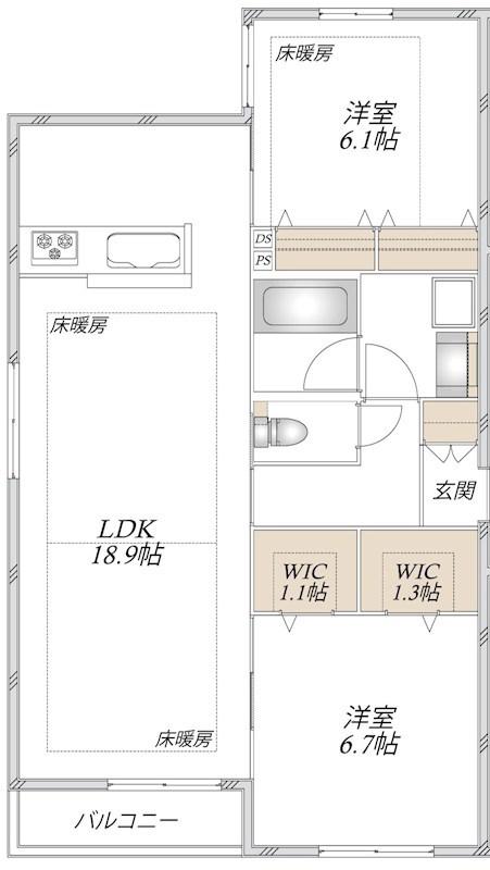 ユリガーデン(2LDK/2階)の間取り写真