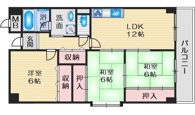 ベル ファスト ソネ(3LDK/5階)の間取り写真
