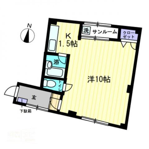 宮脇第15マンション(1K/2階)の間取り写真