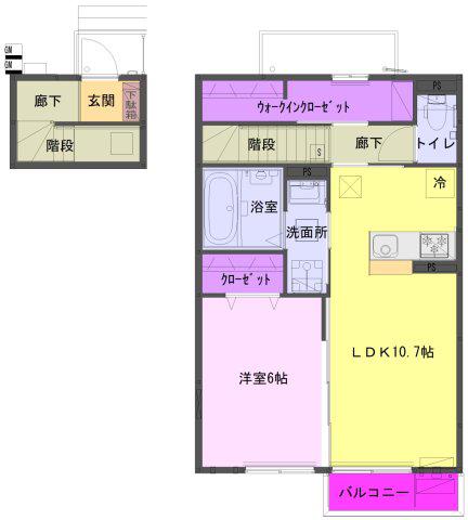 フェリス(1LDK/2階)の間取り写真