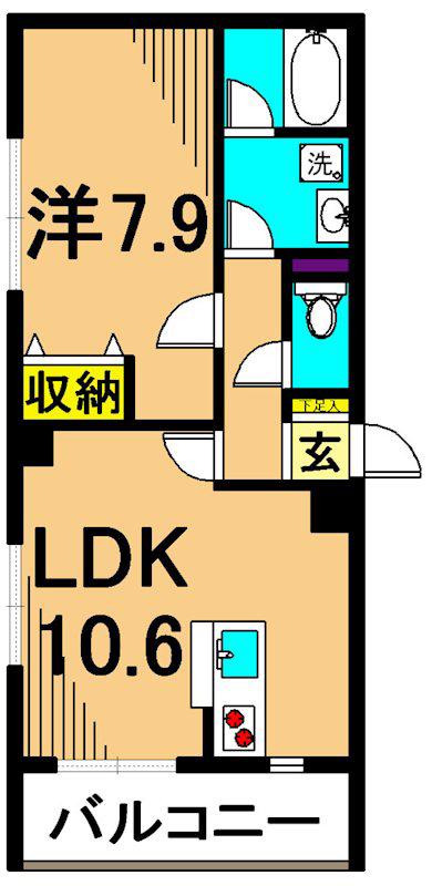 アミーゴ南馬込(1LDK/1階)の間取り写真