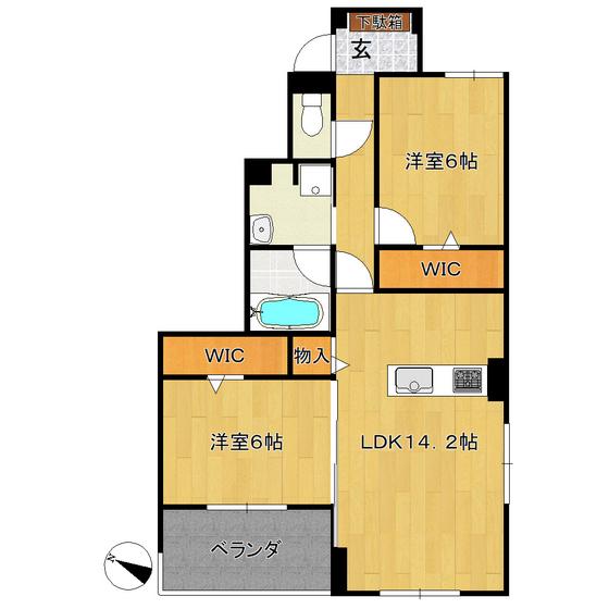 クレストリア(2LDK/2階)の間取り写真