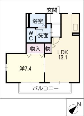キュンティア(1LDK/1階)の間取り写真