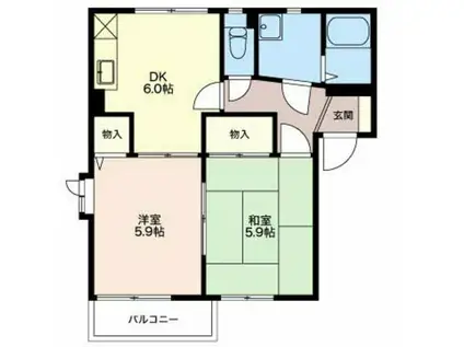 アルコバレーノ(2DK/2階)の間取り写真