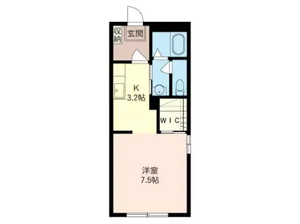 ウェルコートE棟(1K/2階)の間取り写真