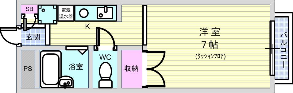 エステートピア小倉(ワンルーム/2階)の間取り写真