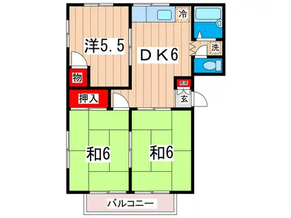コーポ桜B(3DK/2階)の間取り写真