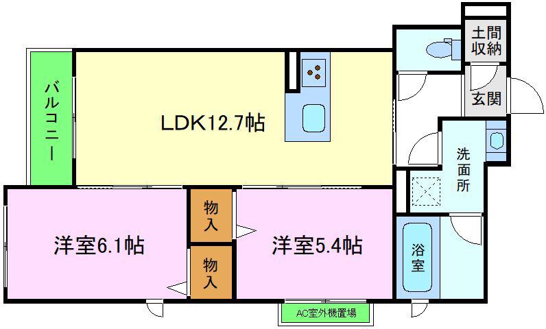INFINITO 桂(2LDK/4階)の間取り写真