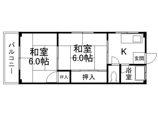下津ハイツ(2K/2階)の間取り写真