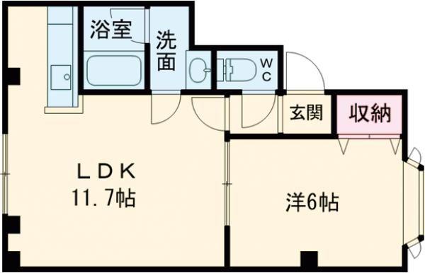 パークサイドA(1LDK/1階)の間取り写真
