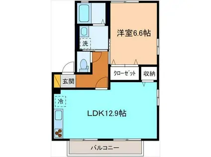アネーロ A(1LDK/2階)の間取り写真