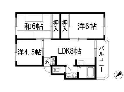 シャンボール八王寺(3LDK/4階)の間取り写真