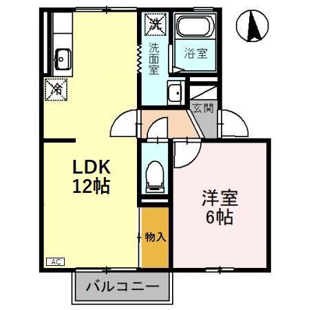 シャンエフ A(1LDK/2階)の間取り写真