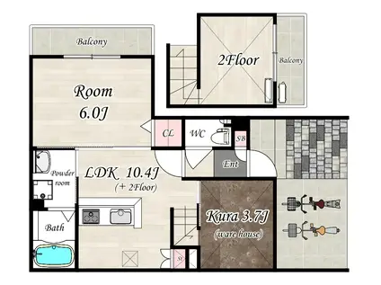 BELLELEAD NAEGOE(1LDK/1階)の間取り写真