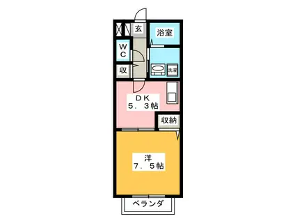 ＪＲ東海道本線 岐阜駅 バス乗車時間：20分 最寄りバス停で下車 徒歩1分 2階建 築20年(1DK/1階)の間取り写真