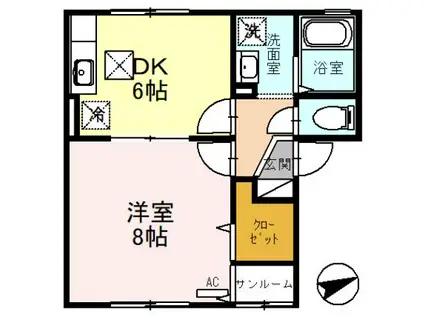 アイビースクエアー A(1DK/1階)の間取り写真