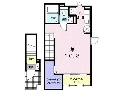 カーサプラシードIII(ワンルーム/2階)の間取り写真