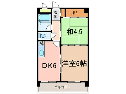マリンクレール岡本(2DK/2階)の間取り写真