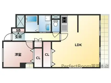 空港リブレ大阪屋(1LDK/9階)の間取り写真