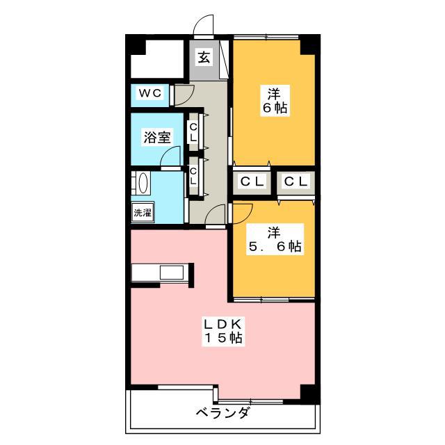 レジデンスタツミ(2LDK/3階)の間取り写真