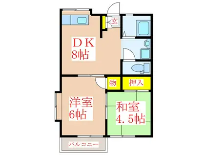 ファミーユ隼人(2DK/2階)の間取り写真